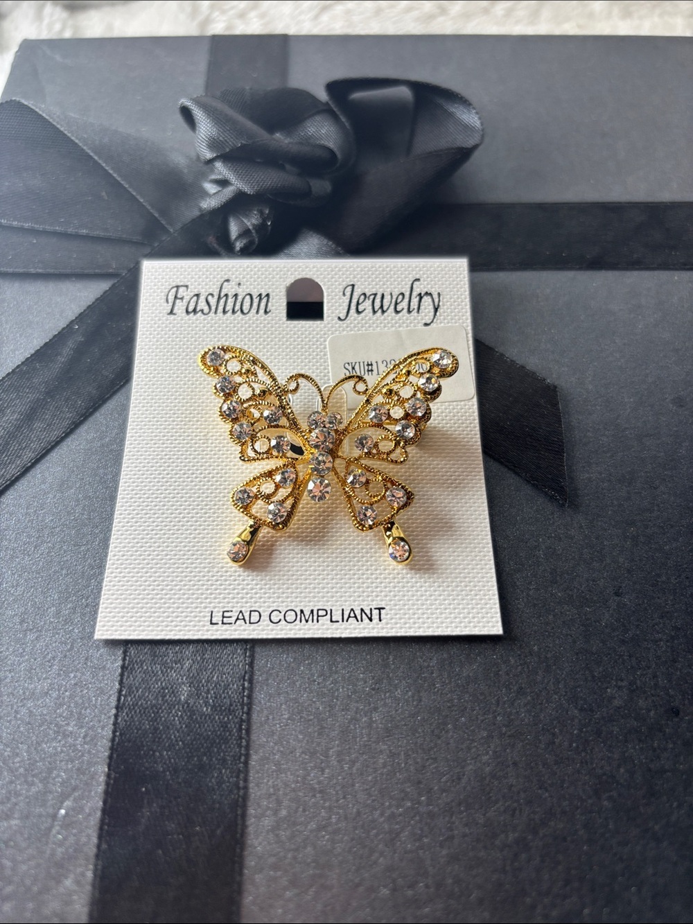 Fashion Jewelry Gold Crystal Butterfly Brooch